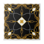 Elegant Gold Chain and Jewel Baroque Pattern Fliese (Vorderseite)