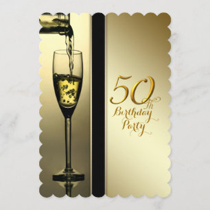 Elegant Gold Champagne 50. Geburtstagsparty Einladung