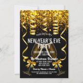 Elegant Gold Champagner Brillen Silvester Einladung (Vorderseite)