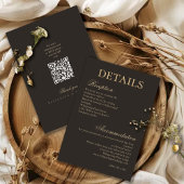 Elegant Gold Charcoal Minimalist Wedding Details Begleitkarte