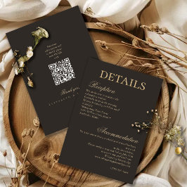 Elegant Gold Charcoal Minimalist Wedding Details Begleitkarte