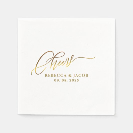 Elegant Gold Cheers Calligraphy Script Serviette (Vorderseite)