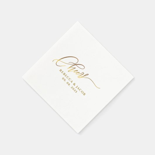 Elegant Gold Cheers Calligraphy Script Serviette (Ecke)