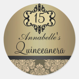 Elegant Gold Chic Damask Quinceanera Sticker
