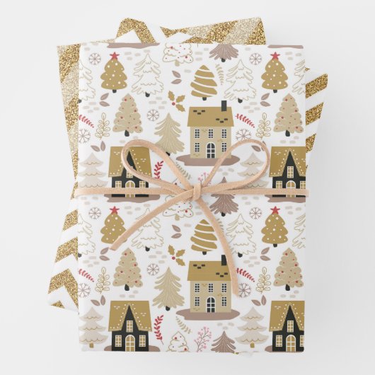 Elegant Gold Christmas Geschenkpapier Set (Beispiel)
