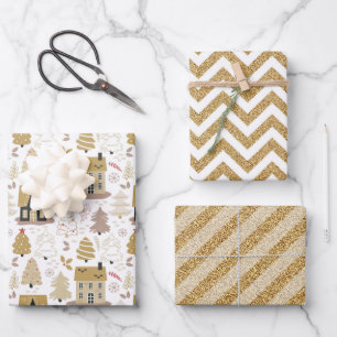 Elegant Gold Christmas Geschenkpapier Set