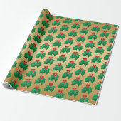 Elegant Gold Christmas Holly Geschenkwrap Geschenkpapier (Ungerollt)