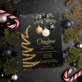 Elegant Gold Christmas Party Invitation Dark Einladung