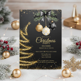Elegant Gold Christmas Party Invitation Dark Einladung