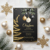 Elegant Gold Christmas Party Invitation Dark Einladung