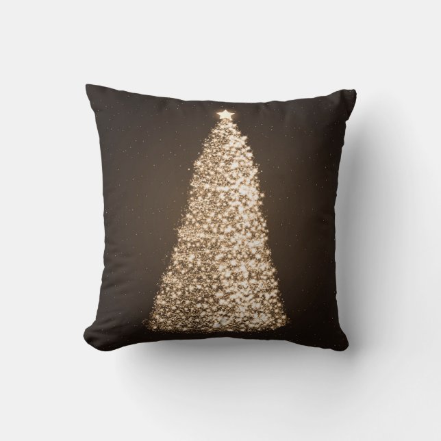 Elegant Gold Christmas Tree Brown Kissen (Vorderseite)