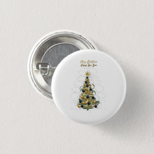 Elegant Gold Christmas tree button (Vorne & Hinten)
