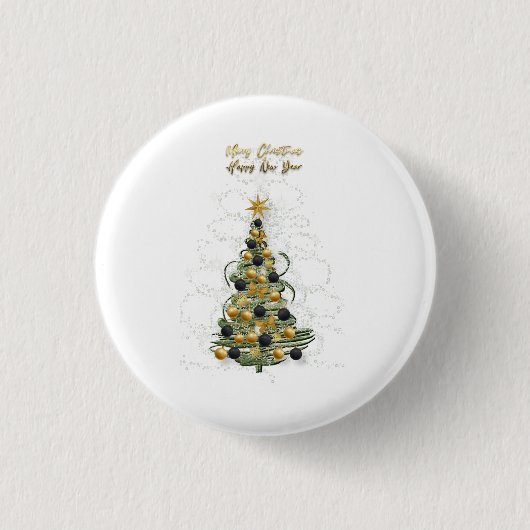 Elegant Gold Christmas tree  button  (Vorderseite)