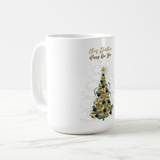 Elegant Gold Christmas tree ,coffee mug Kaffeetasse (Vorderseite Links)
