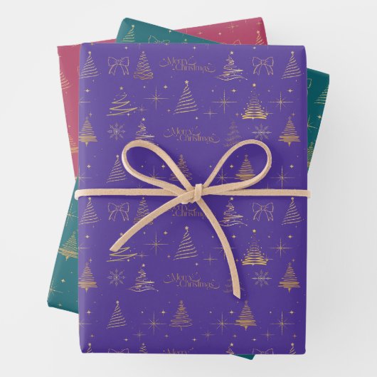 Elegant Gold Christmas Tree Doodles Geschenkpapier Set (Beispiel)