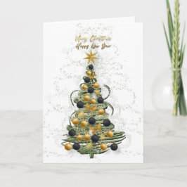 Elegant Gold Christmas tree ,Folded Holiday Card Feiertagskarte