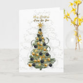 Elegant Gold Christmas tree ,Folded Holiday Card Karte (Gelbe Blume)