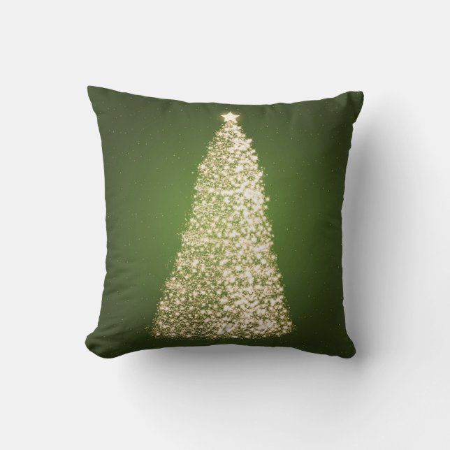 Elegant Gold Christmas Tree Green Kissen (Vorderseite)
