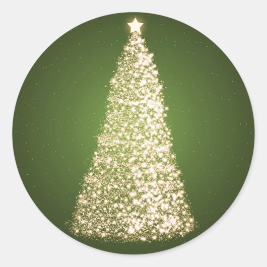 Elegant Gold Christmas Tree Green Runder Aufkleber (Vorderseite)