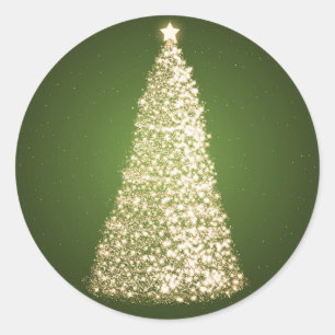 Elegant Gold Christmas Tree Green Runder Aufkleber