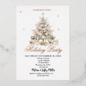 Elegant Gold Christmas Tree Holiday Party Folieneinladung (Vorderseite)