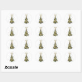 Elegant Gold Christmas tree ,Round stickers (Blatt)