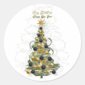 Elegant Gold Christmas tree ,Round stickers (Vorderseite)