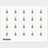 Elegant Gold Christmas tree ,square stickers  (Blatt)