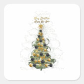 Elegant Gold Christmas tree ,square stickers  (Vorderseite)