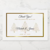Elegant Gold Christmas Tree Winter Wedding Schaumweinetikett (Einzelnes Label)