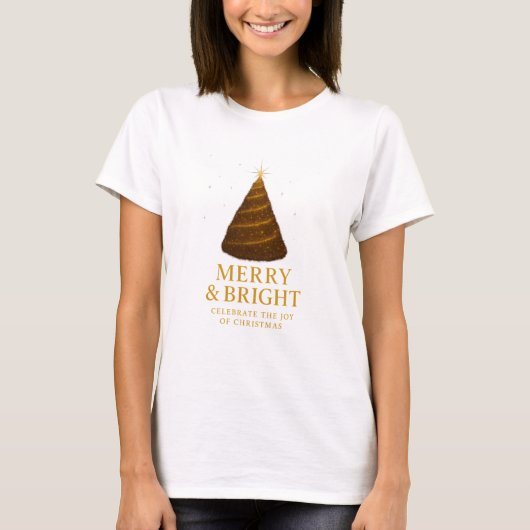 Elegant Gold Christmas Tree Women's T-Shirt (Vorderseite)