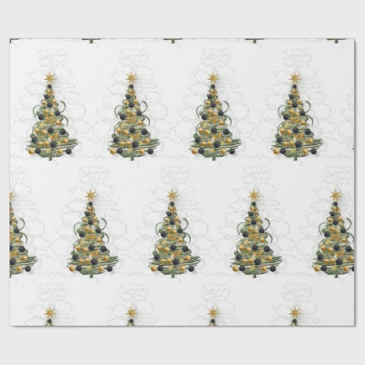 Elegant Gold Christmas tree ,wrapping paper Geschenkpapier (Flach)