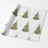 Elegant Gold Christmas tree ,wrapping paper Geschenkpapier (Ungerollt)