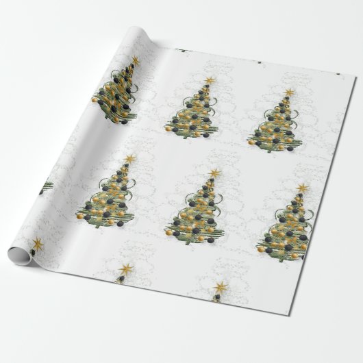 Elegant Gold Christmas tree ,wrapping paper Geschenkpapier (Ungerollt)