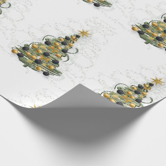 Elegant Gold Christmas tree ,wrapping paper Geschenkpapier (Ecke)