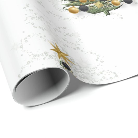 Elegant Gold Christmas tree ,wrapping paper Geschenkpapier (Rolleneckpunkt)
