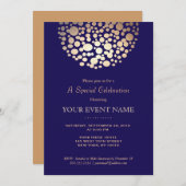 Elegant Gold Circle Sphere Navy Blue Formal Einladung (Vorne/Hinten)