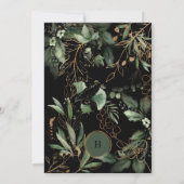 Elegant Gold Circles Eucalyptus Boho Moss Green Einladung (Rückseite)