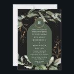 Elegant Gold Circles Eucalyptus Boho Moss Green Einladung<br><div class="desc">Elegangolden Circles Eucalyptus Boho Moss Green Einladung</div>