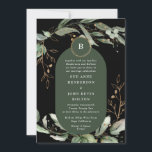 Elegant Gold Circles Eucalyptus Boho Moss Green Einladung<br><div class="desc">Elegangolden Circles Eucalyptus Boho Moss Green Einladung</div>