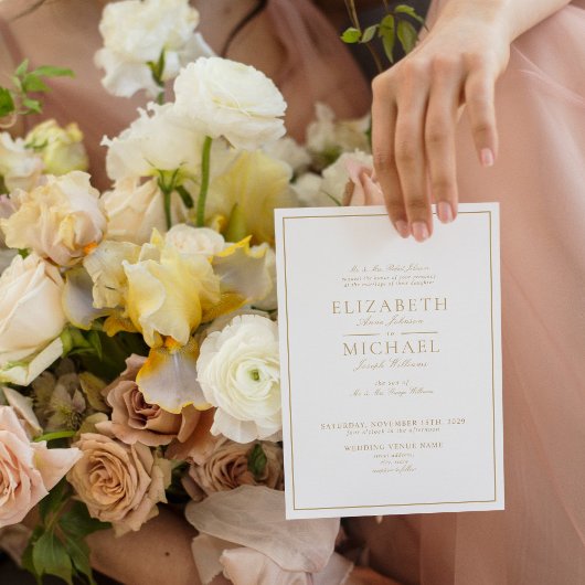 Elegant Gold Classic Script Wedding Einladung