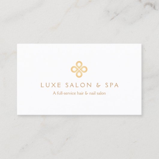 ELEGANT GOLD CLOVER LOGO on WHITE for Salon, Welln Visitenkarte (Vorderseite)