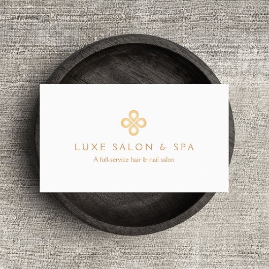 ELEGANT GOLD CLOVER LOGO on WHITE for Salon, Welln Visitenkarte