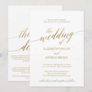 Elegant Gold   Cocktailstunde und Details Hochzeit Einladung