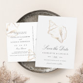 Elegant Gold Conch Shell Wedding Save the Date Ankündigungspostkarte