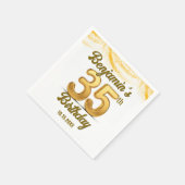 Elegant Gold Confetti 35. Geburtstagsfeier Serviette (Ecke)