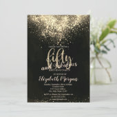 Elegant Gold Confetti 50. Geburtstagsparty Einladung (Stehend Vorderseite)