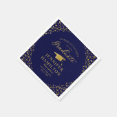 Elegant Gold Confetti auf dem blauen Abschluss Serviette (Ecke)