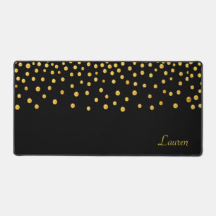 Elegant Gold Confetti auf dem Personalisierten Sch Schreibtischunterlage