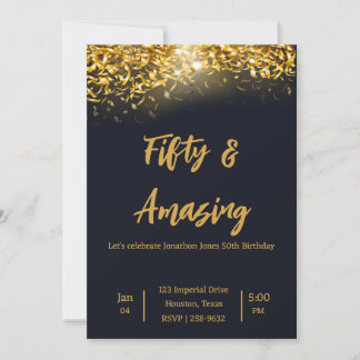 Elegant Gold Confetti auf dem Schwarzen Meer | 50. Einladung